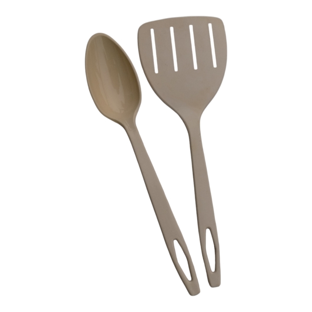 Two Vintage Tailor Made Nylon Kitchen Utensils Almond Color Spatula And Spoon